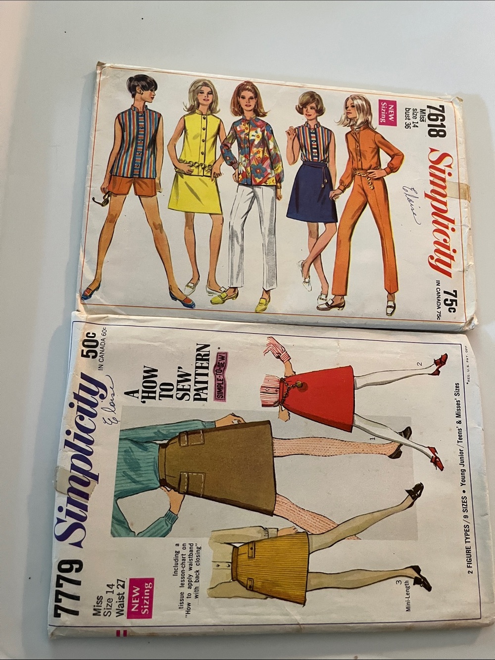 2 Simplicity Vintage Patterns from 60s Never Cut or used.
